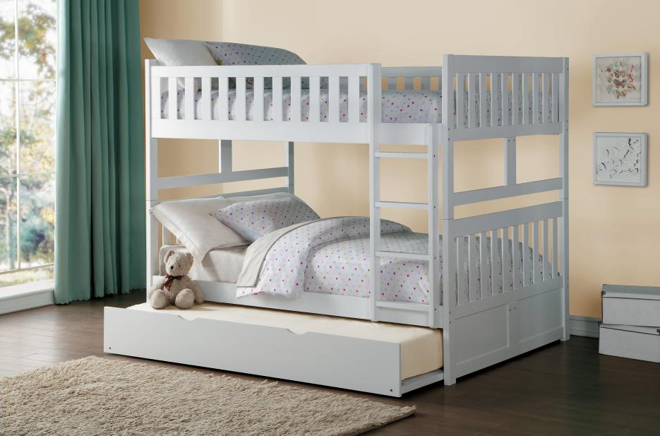 White Twin/Twin Bunk Bed - Convertible 
