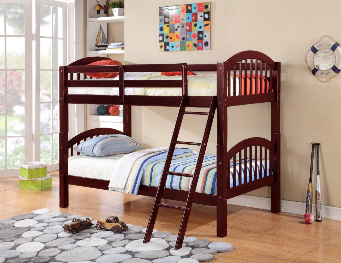 Wood Twin Bunk Bed Cherry Convertible Greenville Wood Twin Bunk Bed Cherry Convertible